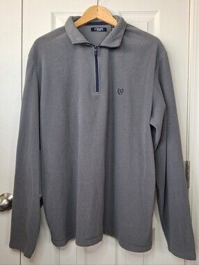 CHAPS SPORT Plain Quarter Zip Pullover Sweater in Gray Size XL